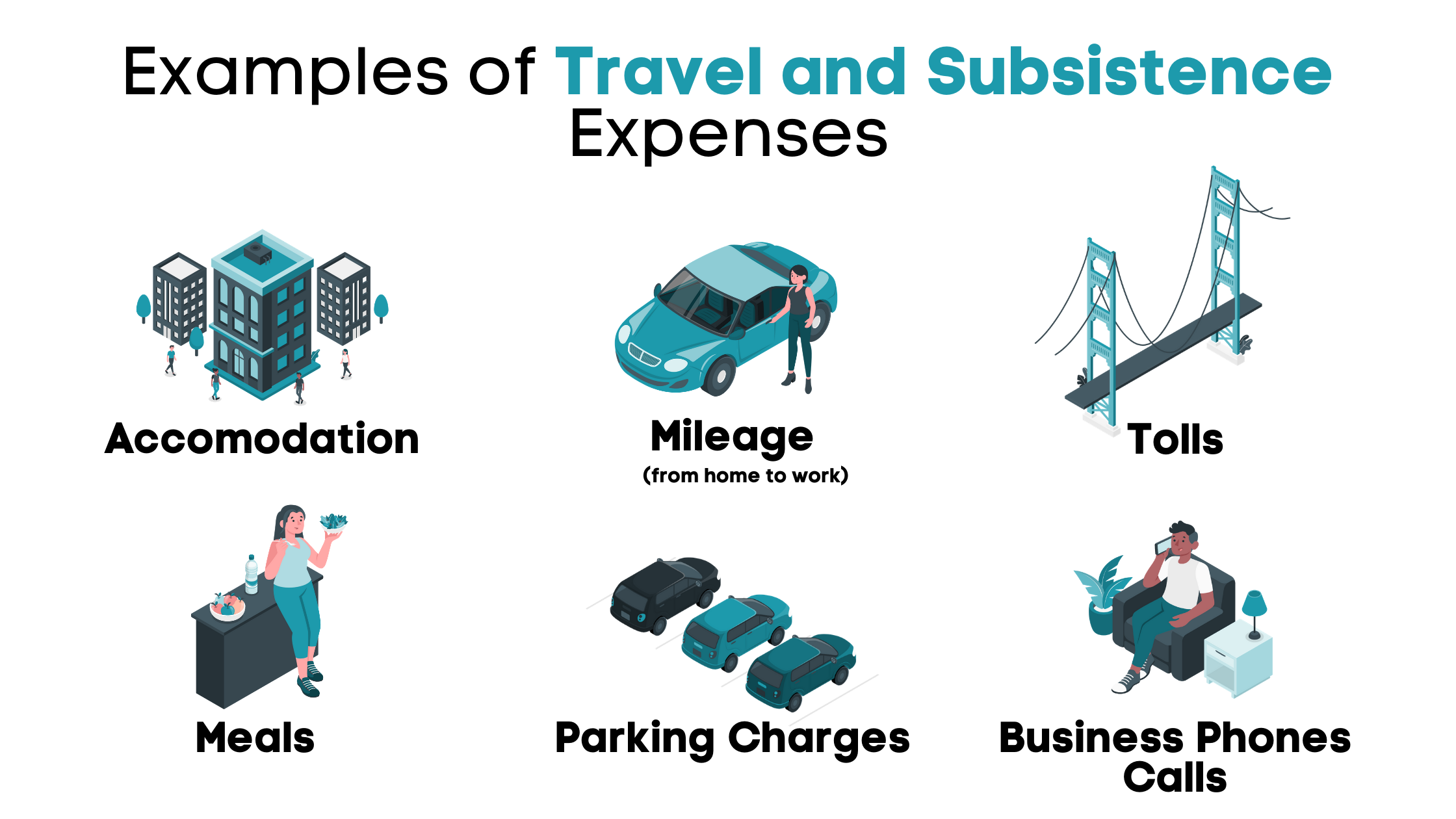 Some non-exhaustive examples of travel and subsistence expenses